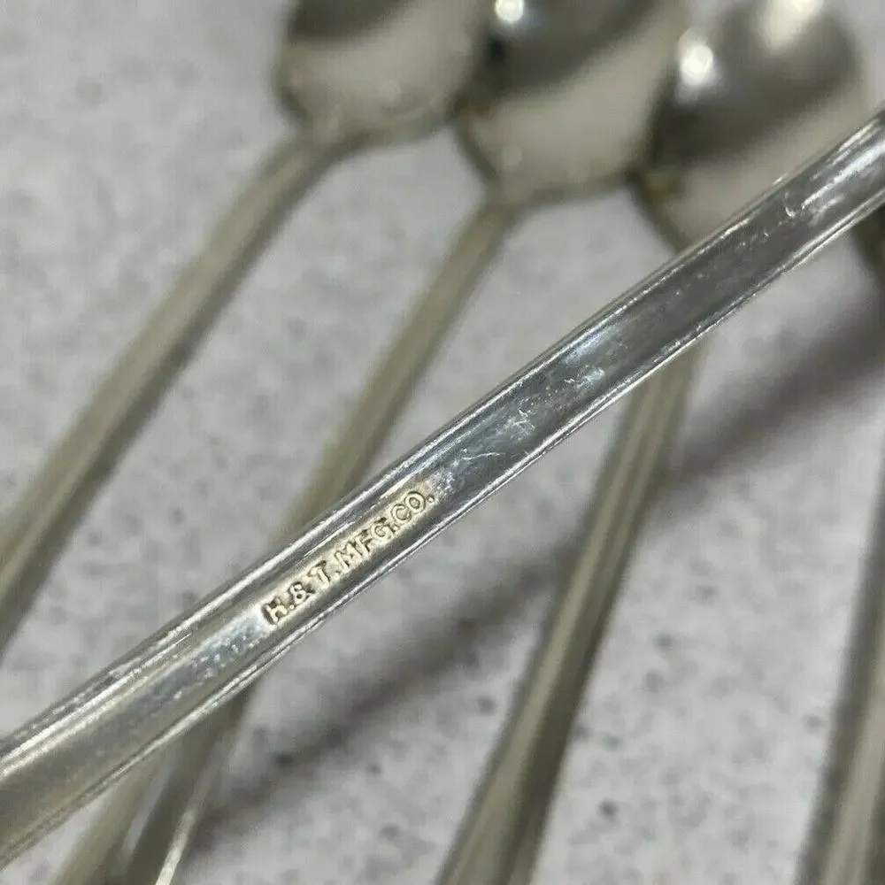 Vintage Silverplated Iced Tea Spoons (6) H & T Mfg Co Meadow Flower Circa 1940